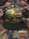 Dirty Black & Yellow Camo Mesh Net Snap-back Hat